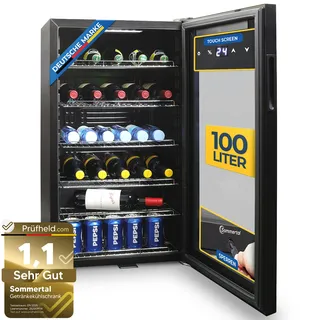 sommertal Kühlschrank GK 100 Getränkekühlschrank 100 l 85 cm hoch Schwarz