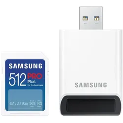 Samsung PRO Plus SDXC-Karte 512 GB UHS-I + Full-Size-SD-Leser (2023)