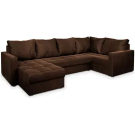 masseno Eckcouch Polyester U-Form 3-Sitzer Braun
