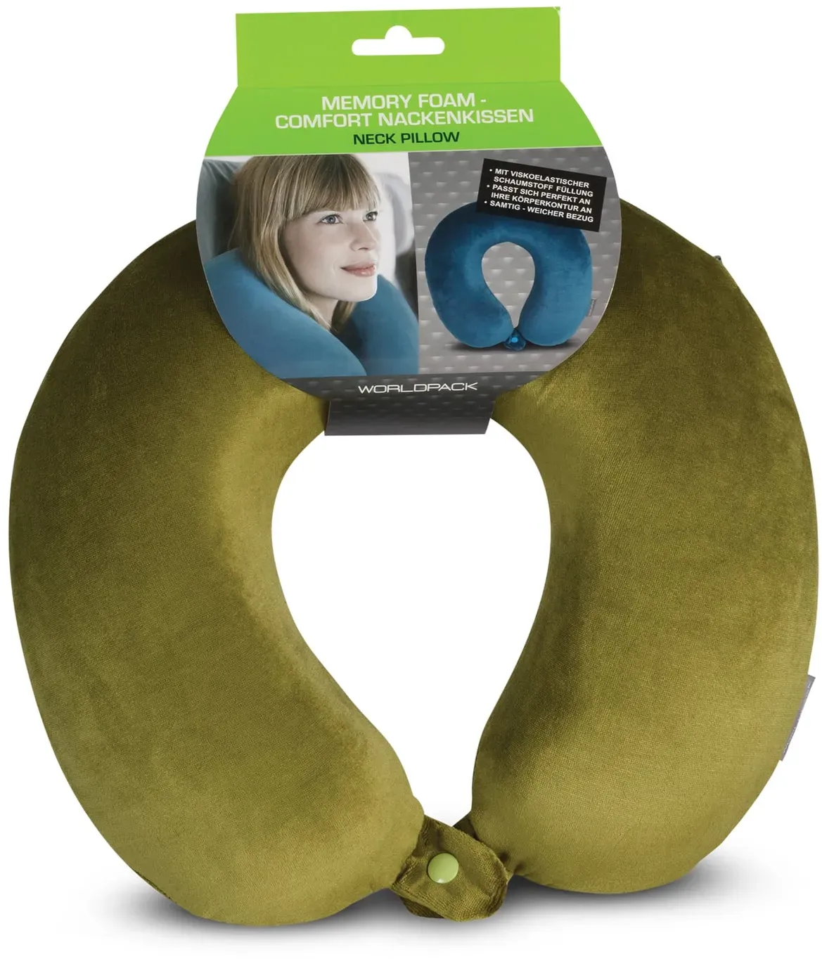 Worldpack Nackenkissen Memory Foam khaki-schilf