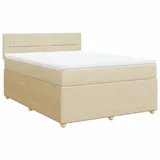 vidaXL Boxspringbett mit Matratze Creme 140x200 cm Stoff