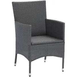 Konifera Garten-Essgruppe KONIFERA "Korfu", grau (dunkelgrau,), Polyrattan, Stahl, Sitzmöbel-Sets, Tischplatte aus Sicherheitsglas, Staufläche unter dem Tisch