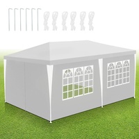 Sonnewelt Pavillon 3x6 m Partyzelt Wasserdicht Hochwertiges PE Plane Festzelt UV-Resistent Gartenzelt 100g/m2 Bierzelt mit 6 Seitenteilen Weiß