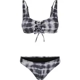URBAN CLASSICS Lace Up Tie Dye Bikini Black / White S