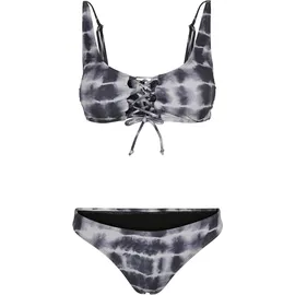 URBAN CLASSICS Lace Up Tie Dye Bikini Black / White S