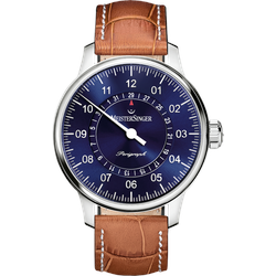 Meistersinger Klassik Plus Perigraph AM1008 Sonderangebot - Sonnenschliff blau,cognac mit weißer Naht - 43mm