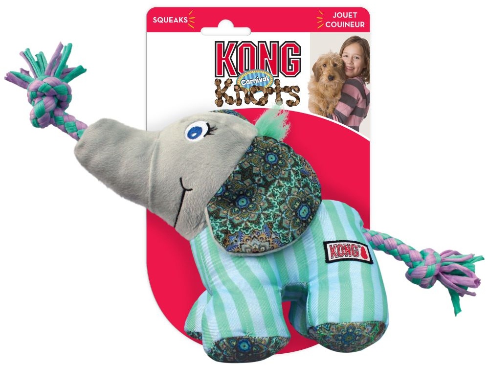 KONG Knots Carnival Elephant Größe M: L 9 x B 17 x H 13 cm Hundespielzeug