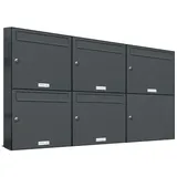 AL Briefkastensysteme 5er Briefkasten Anthrazit Grau RAL 7016 Premium Wand Anlage 5 Fach Postkasten