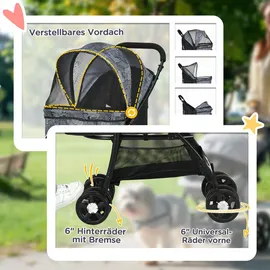 PawHut Hundewagen faltbar mit Kissen 81 x 48 x 99 cm Grau/Schwarz
