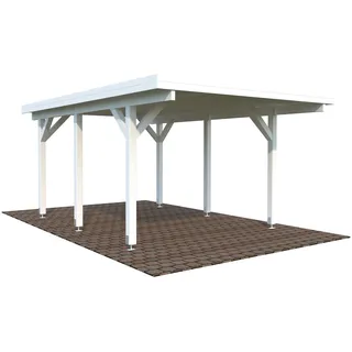 Einzel-Carport 315 x 372 cm Weiß lackiert