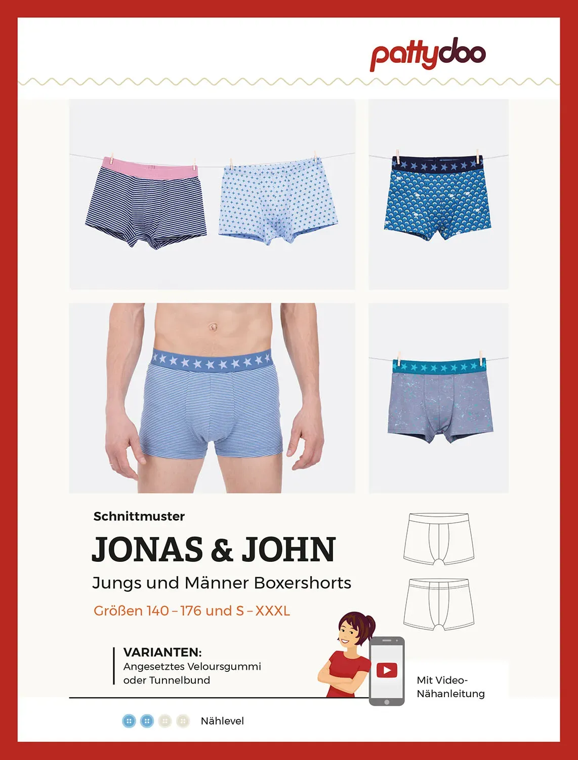 Pattydoo Papierschnittmuster Boxershorts John