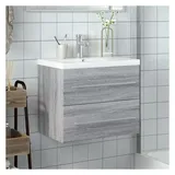vidaXL Waschbeckenunterschrank mit Einbaubecken 80 x 50 x 40 cm Grau Sonoma-Eiche