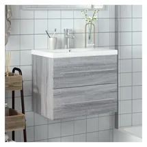vidaXL Waschbeckenunterschrank mit Einbaubecken 80 x 50 x 40 cm Grau Sonoma-Eiche