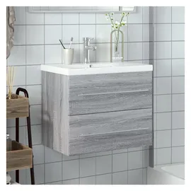 vidaXL Waschbeckenunterschrank mit Einbaubecken 80 x 50 x 40 cm Grau Sonoma-Eiche