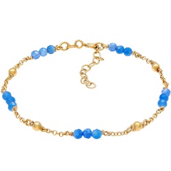 Elli Kugel Achat Bead Blau Sommer 925er Silber Armbänder & Armreife   Damen 