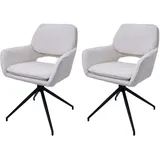 Mendler 2er-Set Esszimmerstuhl HWC-N74, Küchenstuhl, drehbar Auto-Return, Stoff Bouclé (540g/m2) MVG creme