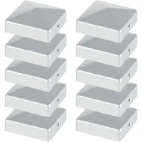 Sonnewelt Pfostenkappe, 10 Stück, 71mm*71mm Pfostenkappen Zaunkappe Abdeckkappe, mit Schrauben, Pfahlkappe Kappen Zierkappe für Gartenzaun Holzpfosten -Silber