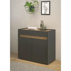 furn.design Anstellcontainer, grau matt und Wotan Eiche Büroschrank für Homeoffice und Büro 80 x 70 cm