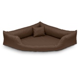 Juelle Orthopädisches Hundebett Eckbett Hundebett mit Orthopädischer Matratze für Großhunde, Abnehmbare Hülle, Maschinenwaschbar Dakota M-XXL (120x90cm, Hellbraun)