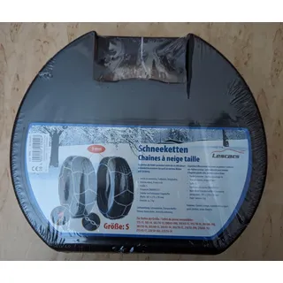 Lescars Schneeketten Größe S für Reifen 195/65 R15 u.v.m., inkl. Transportbox