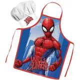 Sorrisini Kinderschürze Kochmütze für Kinder Spiderman, Schürze Kochmütze Kinder, Kinderschürze Jungen, Verstellbare Kinderschürzen zum Backen, Malen, Kinder 3-8 Jahre Spiderman-Action - XS