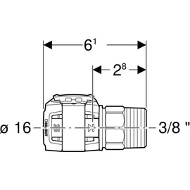 Geberit FlowFit Übergang Fitting 16 mm x 3/8'
