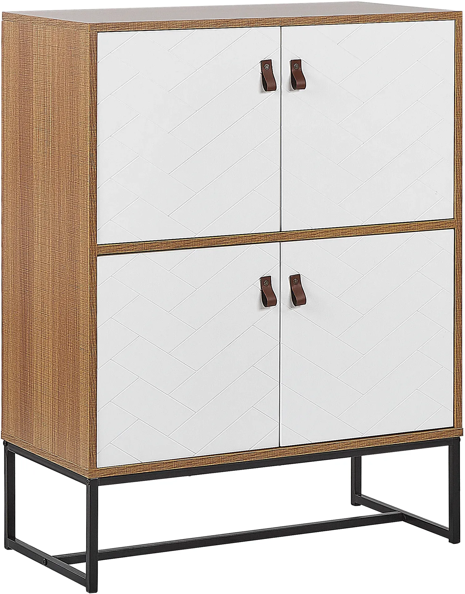 Sideboard heller Holzfarbton / weiß 2 Schränke NUEVA