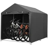 Fahrradzelt & Geräteschuppen - Mobile Fahrradgarage - Für 3–4 Fahrräder & Motorrad - Wasserdicht 420D - UV-beständig - Outdoor Lagerung - Sch... - Schwarz