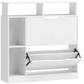 Homcom Schuhkipper 89 x 92 x 25 cm mit 2 Schubladen weiß / weiß matt
