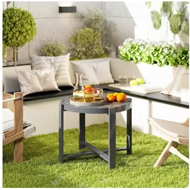 Outsunny Beistelltisch Rund 60 x 46 cm Grau