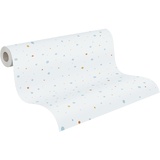A.S. Création Kinderzimmertapete Little Love Tapete mit Punkten gepunktet PVC-freie Vliestapete blau weiß gelb orange seidenmatt glatt 381162