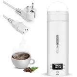 Reise Wasserkocher Klein, 220-240V 500ML Tragbarer Wasserkocher Mini Wassertasse, Heizung Automatisch Abschalten,mit umkehrbarem Deckel für Reisen/Hotel (Weiß, 500ml)