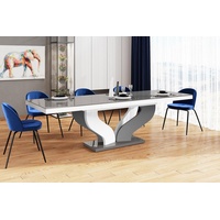 designimpex Esstisch Design Tisch HEB-222 Grau / Weiß Hochglanz ausziehbar 160 bis 256 cm grau|weiß