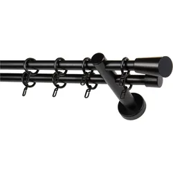 Gardinenstange GARESA "CLASSICO MOLIS", schwarz, L:100cm, Gardinenstangen, Vorhanggarnitur, verlängerbar, Wandmontage, Keil, mit Ringe und Haken