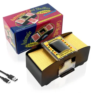 MXTIMWAN 1-2 Deck Automatischer Kartenmischer, USB/Batteriebetriebener Elektrischer Mischpult, Kartenmischer Elektrisch für Karten für UNO, Poker, Texas Hold'em, Canasta, Blackjack