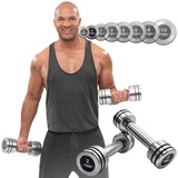 Miweba Sports Chrom Hanteln | 1,0-10kg - Profi Hantel - Hantelset - Hantel Set - Kurzhanteln - Kurzhantel Set - Kurzhantelset - Ergonomischer Griff - Dumbbells (2X 2.0 kg)