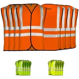 German Wear Warnweste 4 x Warnweste set (Spar-Set) 4x Warnweste Sicherheitsweste Auto Sicherheitswarnweste Pannenweste orange M