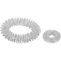 Chi-Enterprise - Premium Massagering Set für Handgelenk und Finger | Antistress Armband und Ringset | Akupressur Ring - Anxiety | Inhalt: 1x Armband (Silber) + 1x Ring (silber/klein)