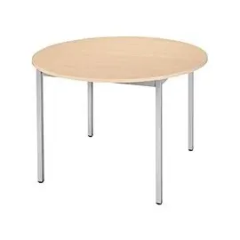 Sodematub Mehrzwecktisch ahorn, alu rund, Vierkantrohr alu, 80,0 x 80,0 x 74,0 cm