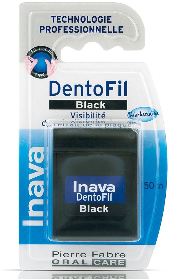 Inava DentoFil Black Fil dentaire ciré 50 m Fil dentaire