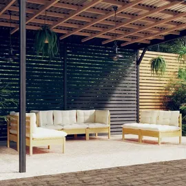 vidaXL Garten-Lounge-Set 7-tlg. creme Kiefer