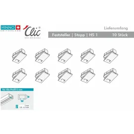 Hinno Feststeller HINNO "hinno-stop HS01" Gr. 1, transparent, B:0,73cm H:2cm L:0,48cm, Kunststoff, Gardinenbefestigungen, HINNO Clic-Feststeller