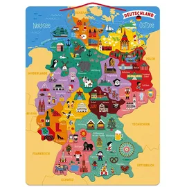Janod Deutschlandkarte magnetisch Puzzle für Kinder aus Holz (J05477)