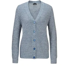 GOLDNER Langarm Strickjacke mit V-Ausschnitt Blau 40