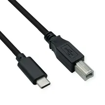 Roline USB-Kabel USB 2.0 USB-C® Stecker, USB-B Stecker 1.80m Schwarz Geschirmt 11.02.8336