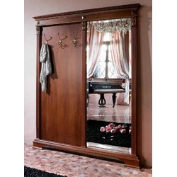 Casa Padrino Luxus Barock Garderobe mit Spiegel Braun / Gold - Massivholz Garderobe im Barockstil - Luxus Garderoben Möbel im Barockstil - Barock Möbel - Luxus Qualität - Made in Italy