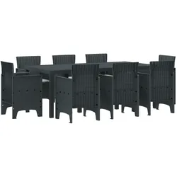vidaXL Garten Essgruppe 9 pcs Anthrazit Künstliches Harz-Rattan