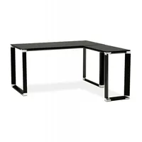KADIMA DESIGN Eckschreibtisch Schwarz Metall Glas | Designer Büroecktisch