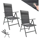 garmio Gartenstuhl Florenz 7-fach verstellbar 2er Set  schwarz  inkl. Nackenkissen