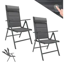 garmio Gartenstuhl Florenz 7-fach verstellbar 2er Set  schwarz  inkl. Nackenkissen